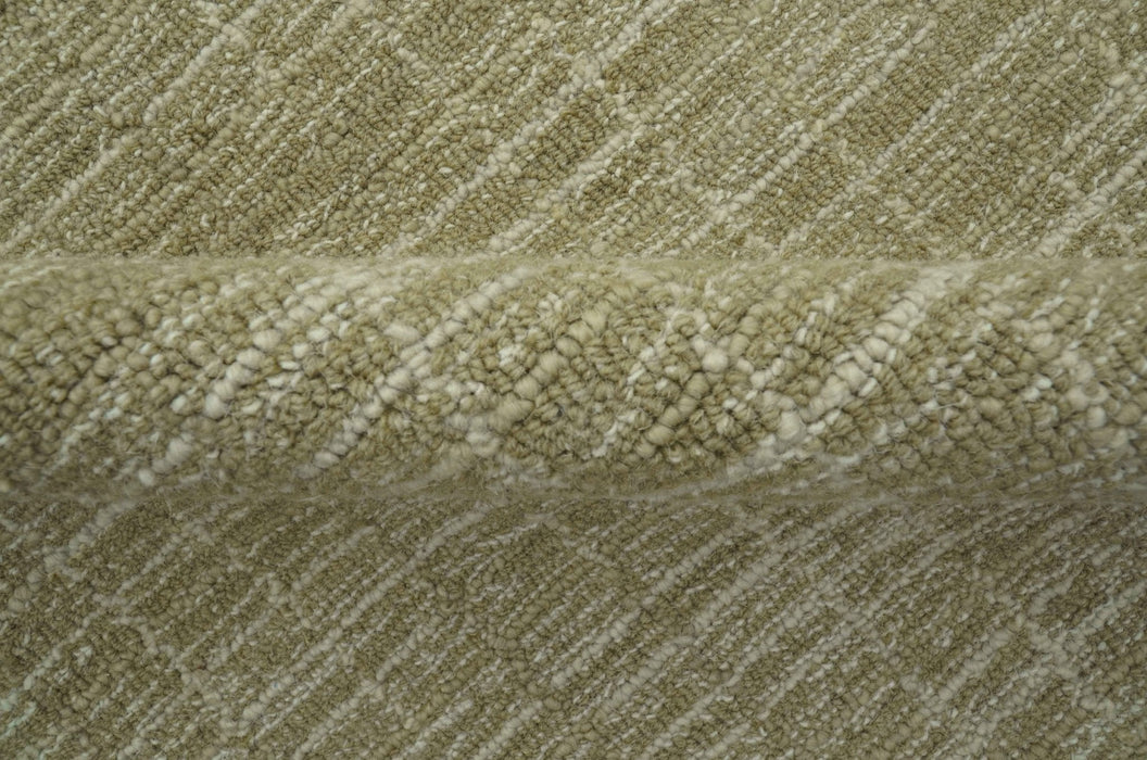 Custom Made Modern Geometrical Beige Hand Tufted Wool Area Rug