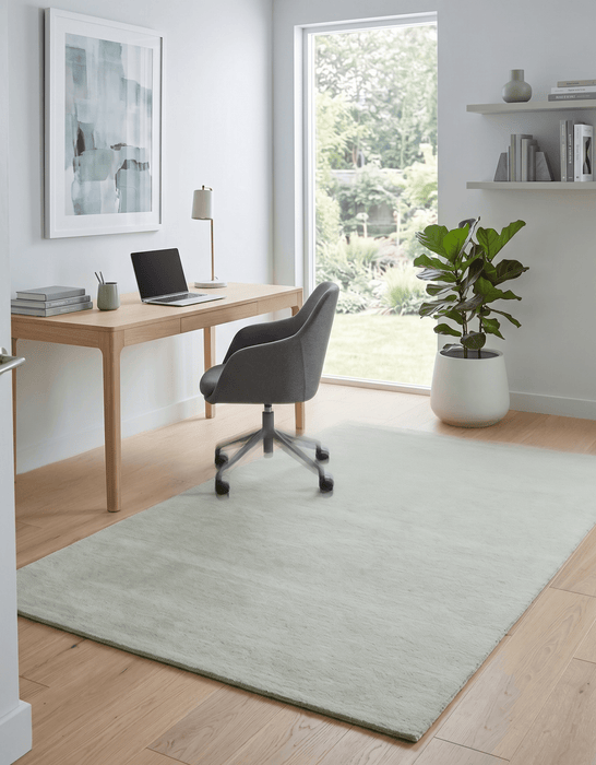 Custom Made Modern Solid Ivory Hand Tufted Wool Rug