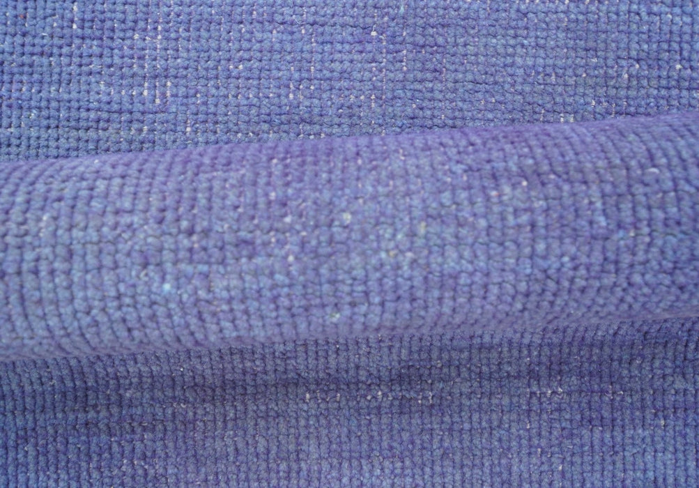 Custom Made Modern Solid Overdyed Blue Hand Knotted Wool Area Rug