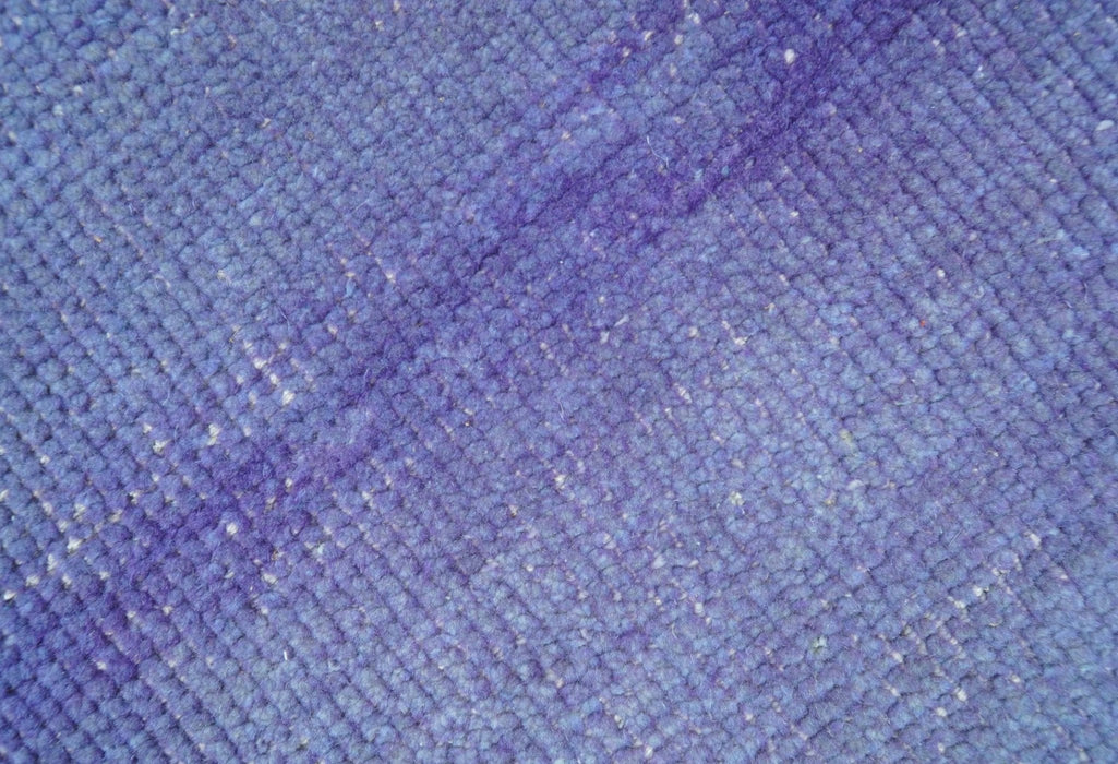 Custom Made Modern Solid Overdyed Blue Hand Knotted Wool Area Rug