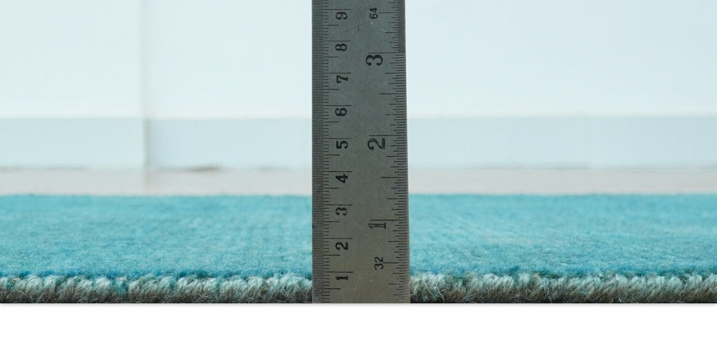 Custom Made Modern Solid Overdyed Blue Hand Knotted Wool Area Rug