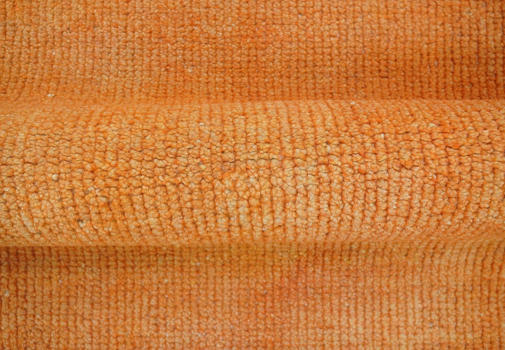 Custom Made Modern Solid Overdyed Orange Hand Knotted Wool Area Rug