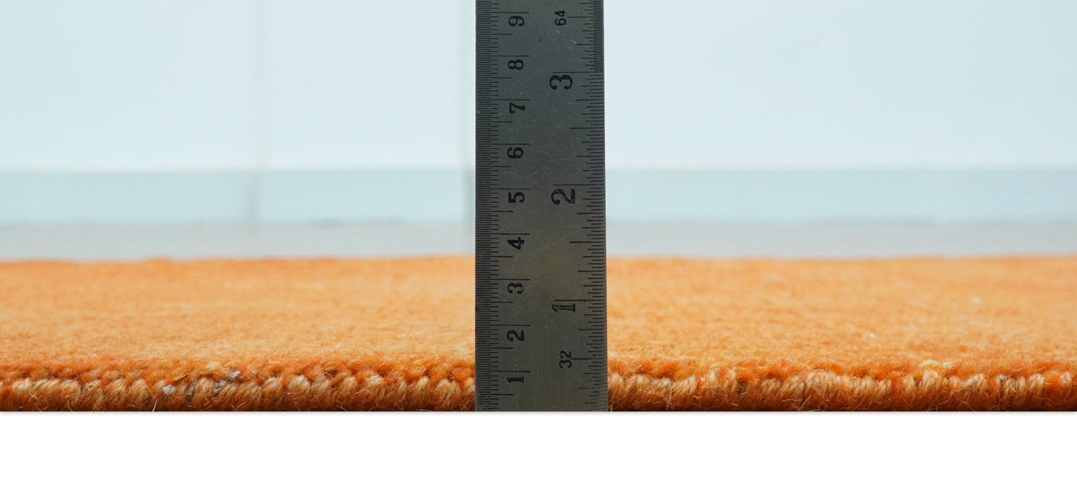 Custom Made Modern Solid Overdyed Orange Hand Knotted Wool Area Rug
