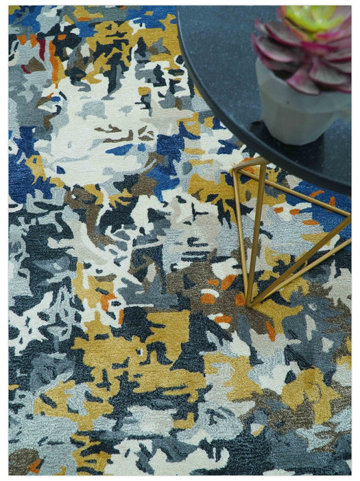 Custom Made Multi-color Modern Abstract Hand Tufted Wool-Art Silk Rug