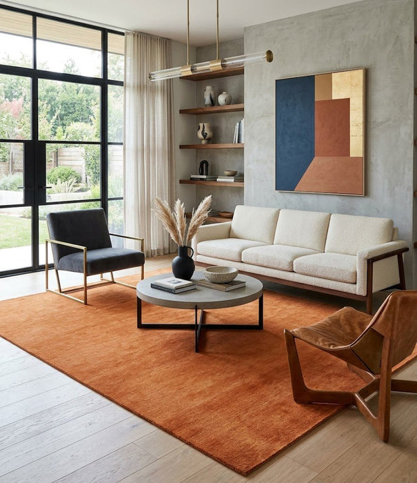 Custom Made orange Solid Woolen Hand Tufted contemporary area Rug