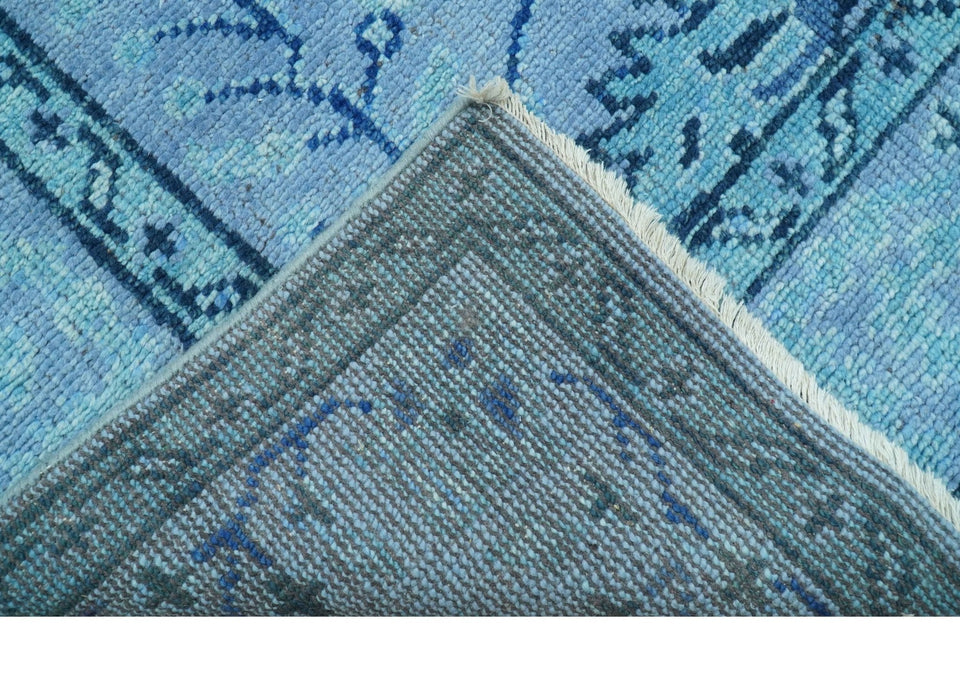 Custom Made Oriental Design Blue Hand Knotted Wool Rug