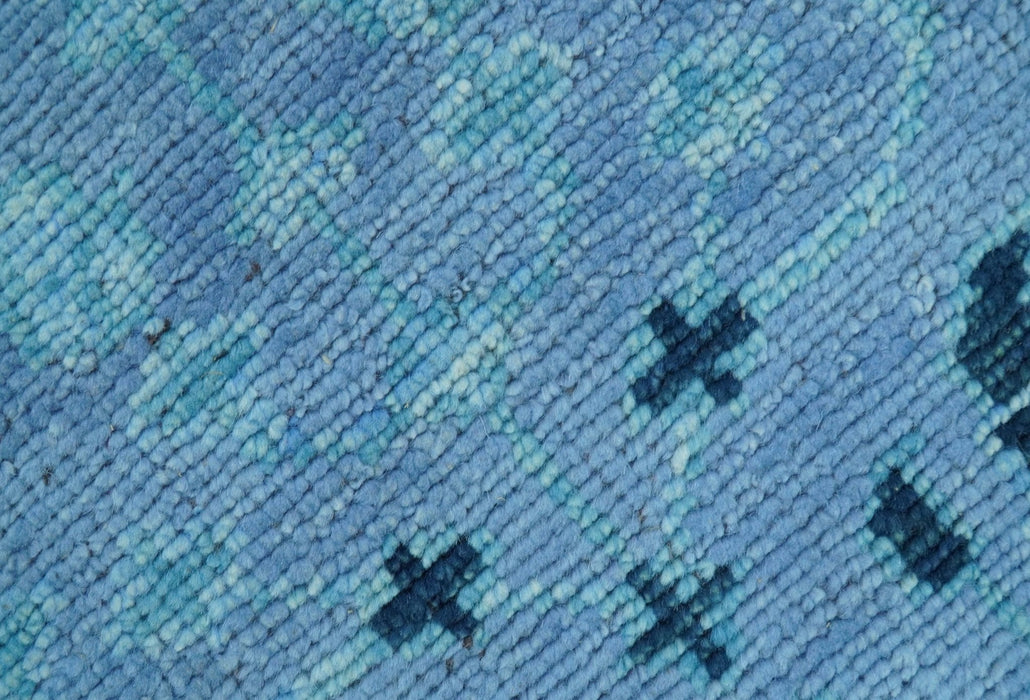 Custom Made Oriental Design Blue Hand Knotted Wool Rug