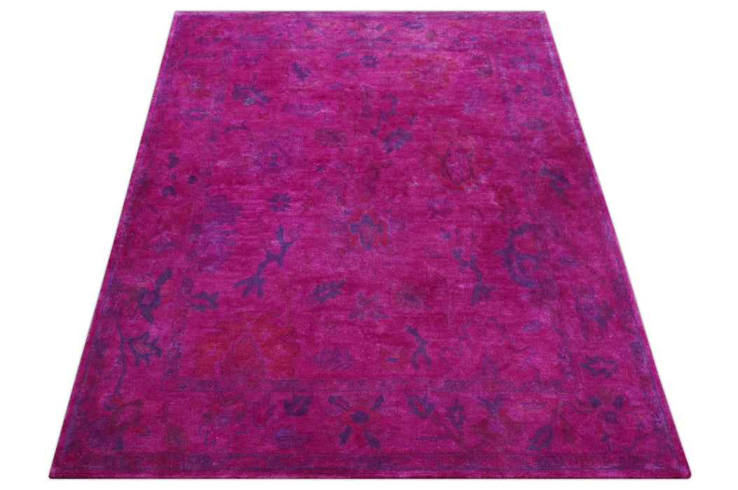 Custom Made Overdyed Pink Traditional Oushak Hand Tufted Wool Area Rug