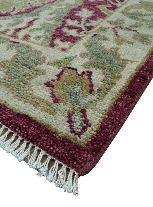 Custom Made Purple and Olive Traditional Dragon Oushak Design Hand knotted wool rug