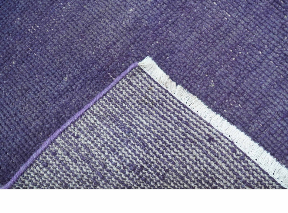 Custom Made Purple Modern Solid Overdyed Hand Knotted Wool Area Rug