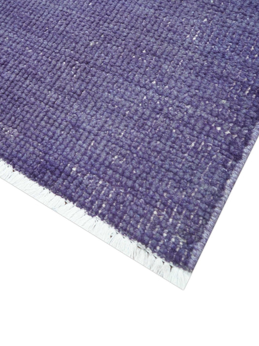 Custom Made Purple Modern Solid Overdyed Hand Knotted Wool Area Rug