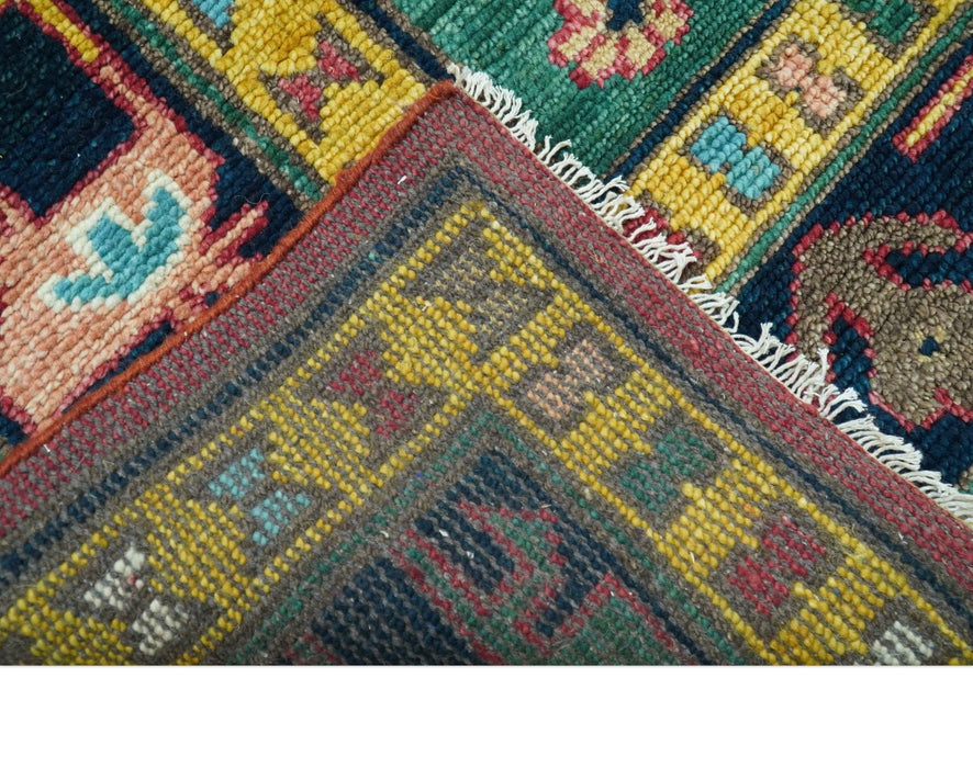 Custom Made Red And Green Traditional Heriz Design Hand Knotted Wool Rug