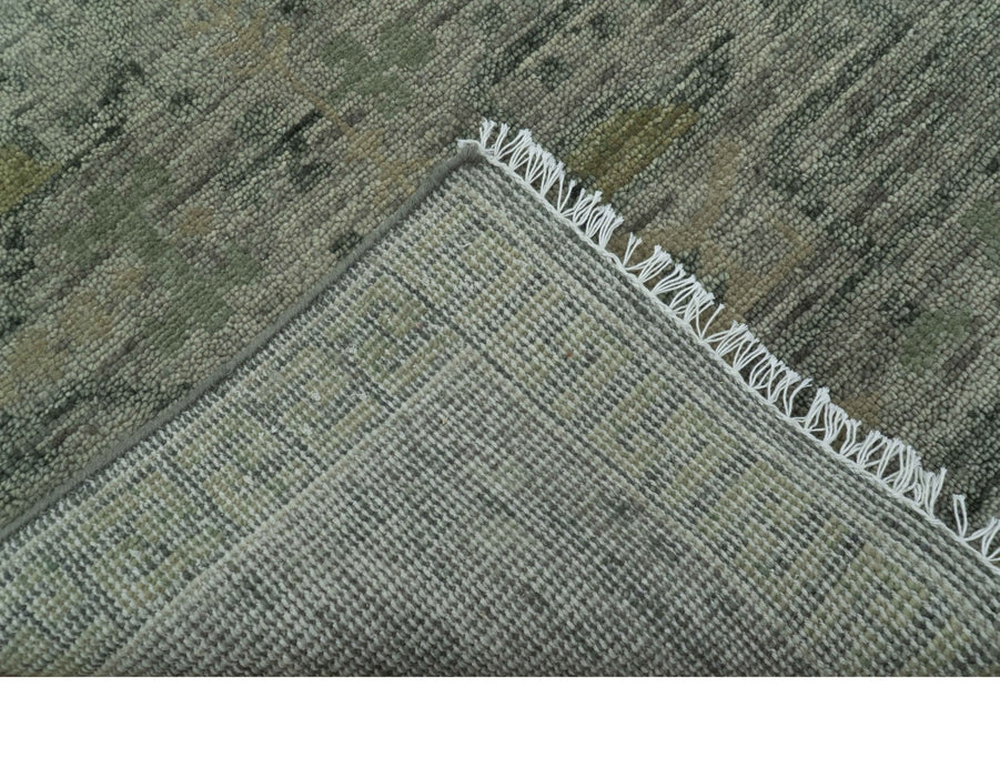 Custom Made Rug Modern Transitional Design Beige And Green Hand Knotted wool
