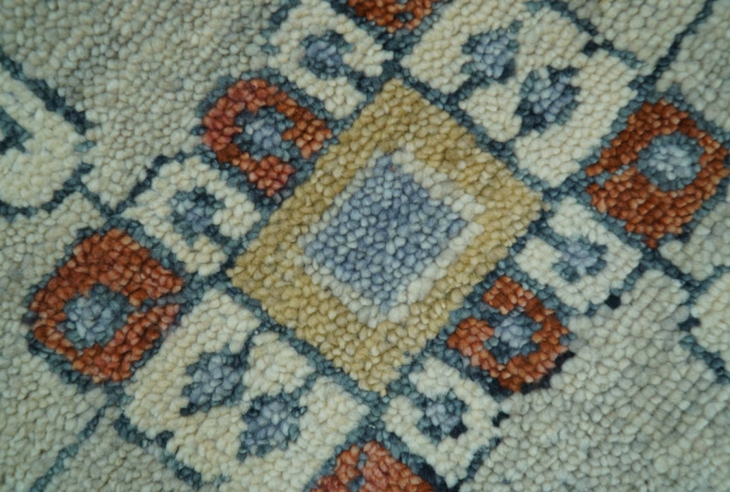 Custom Made Rust And Blue Traditional Serapi Design Hand Knotted Wool Rug