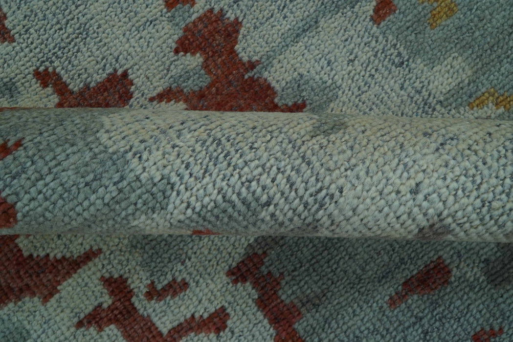 Custom Made Rust And Gray Modern Abstract Design Hand knotted Wool Area Rug