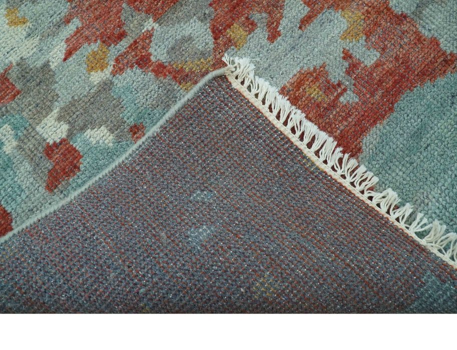 Custom Made Rust And Gray Modern Abstract Design Hand knotted Wool Area Rug
