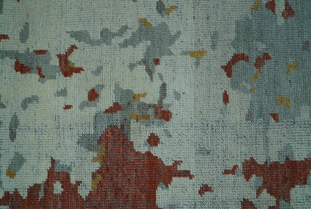Custom Made Rust And Gray Modern Abstract Design Hand knotted Wool Area Rug
