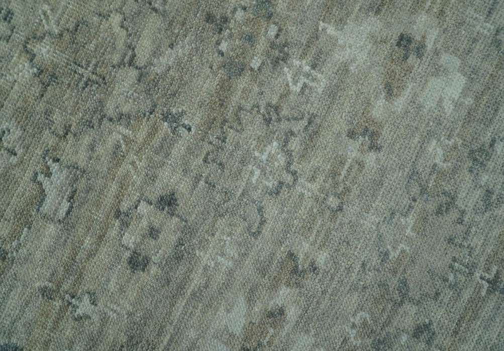 Custom Made Silver Brown Traditional Transitional Hand Knotted Wool Rug