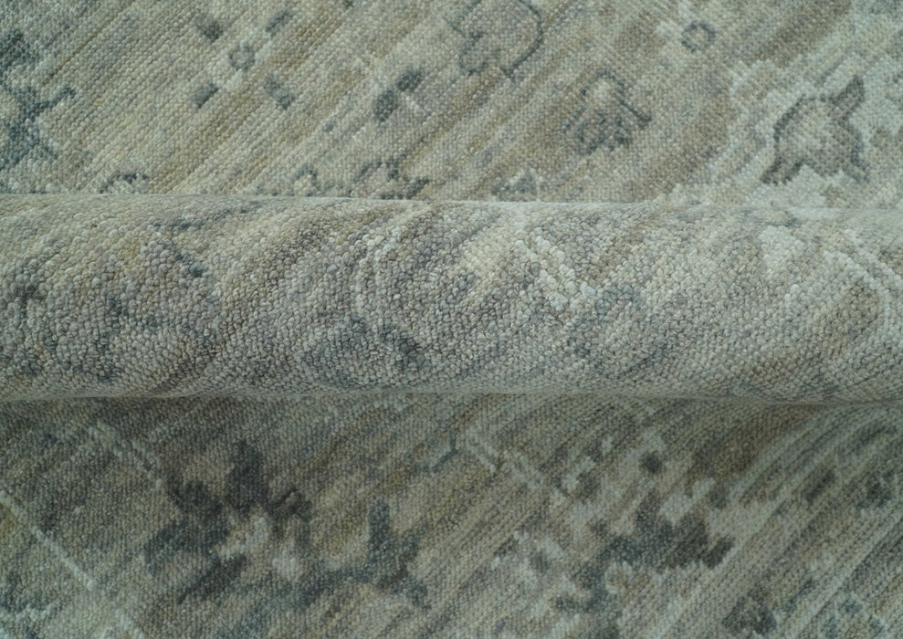 Custom Made Silver Brown Traditional Transitional Hand Knotted Wool Rug