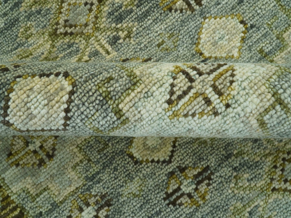 Custom Made Silver Traditional Heriz Design Hand Knotted wool area rug