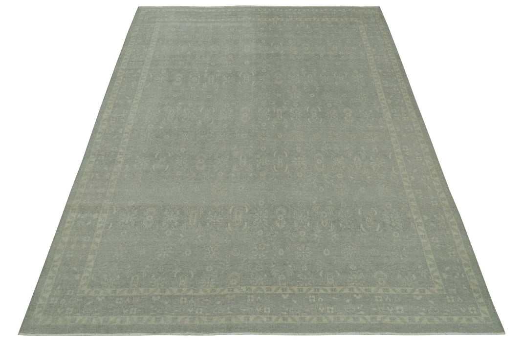 Custom Made Silver Traditional Silver Hand Knotted Wool Rug