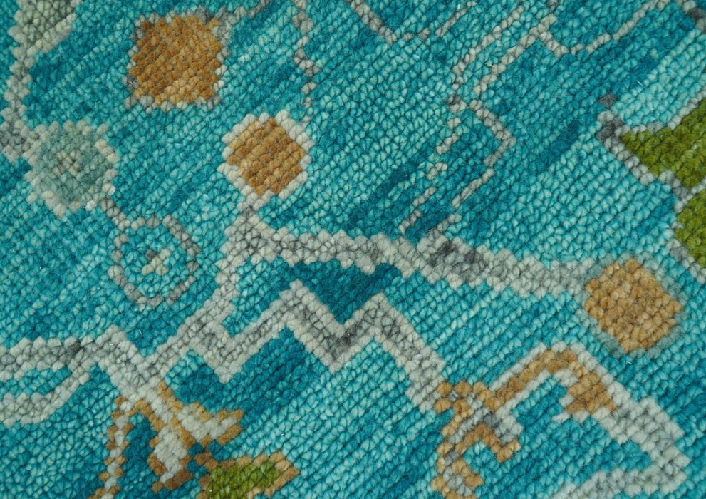 Custom Made The Plants and Roots Blue Hand Knotted Traditional Wool Area Rug
