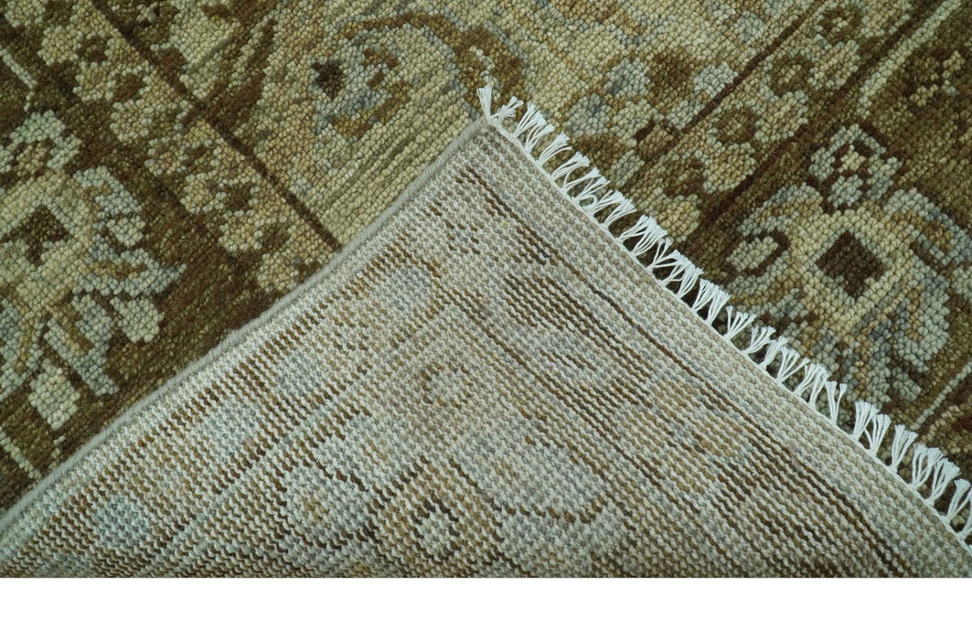 Custom Made Traditional Design Beige And Brown Hand Knotted wool area rug