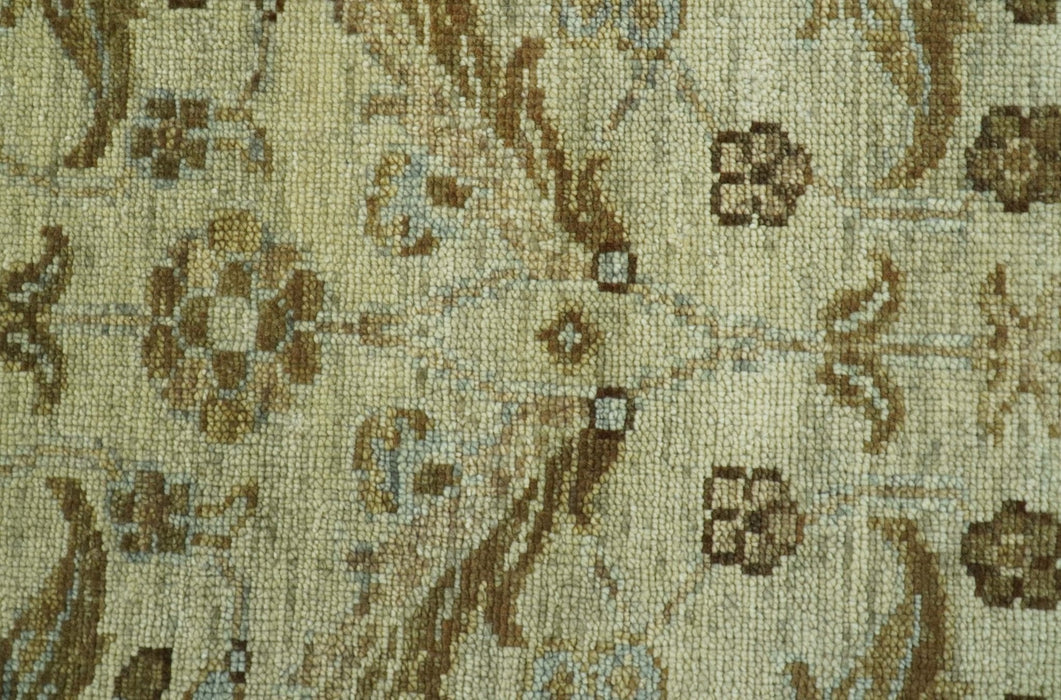 Custom Made Traditional Design Beige And Brown Hand Knotted wool area rug