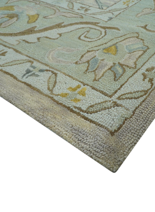 Custom Made Traditional Design Beige Peach Hand Tufted Wool Area Rug