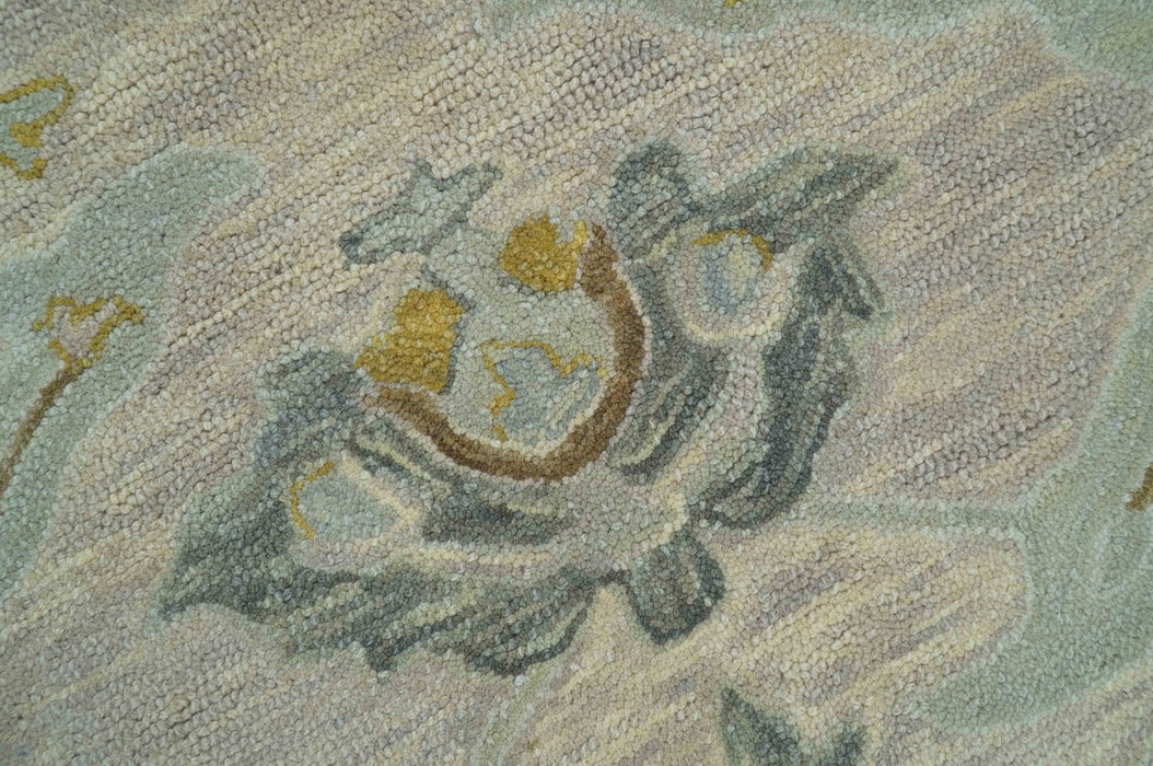 Custom Made Traditional Design Beige Peach Hand Tufted Wool Area Rug