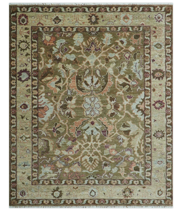Custom Made Traditional Design Brown And Beige Hand Knotted wool area rug