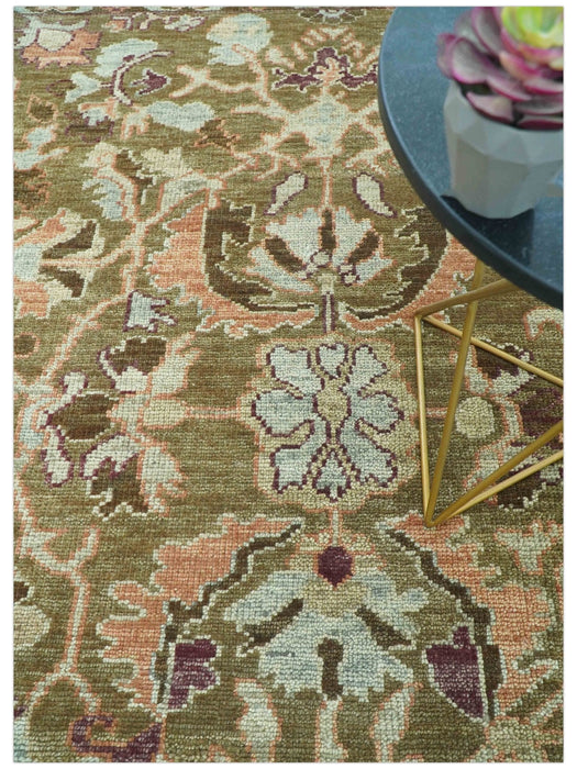 Custom Made Traditional Design Brown And Beige Hand Knotted wool area rug