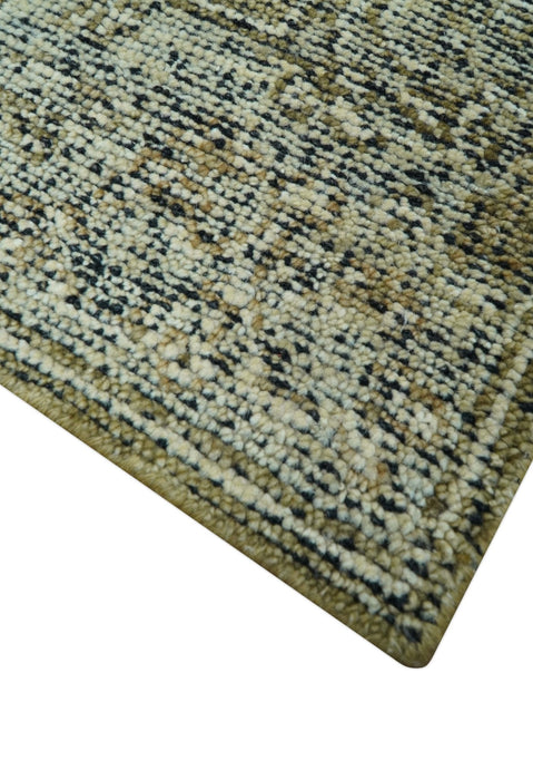 Custom Made Traditional Design Olive Hand Knotted Wool Area Rug