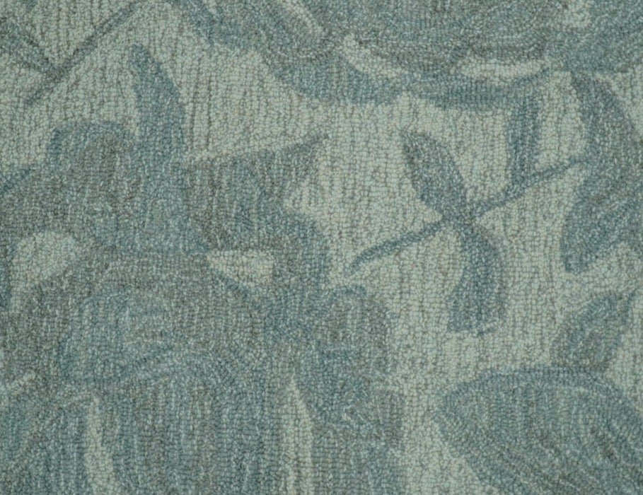 Custom Made Traditional Floral Design Silver And Blue Hand Tufted Wool Area Rug