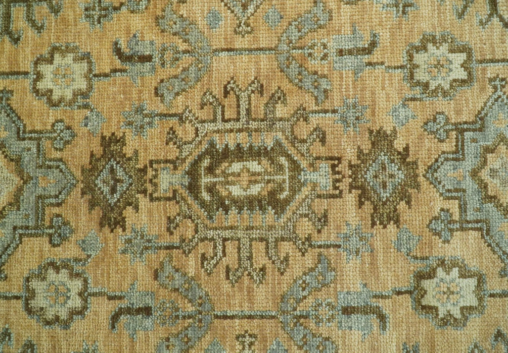 Custom Made Traditional Geometrical Design Peach And Silver Hand Knotted wool area rug