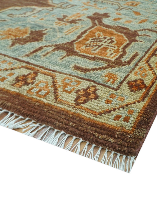 Custom Made Traditional Heriz Brown, Beige and Rust Hand Knotted wool area rug