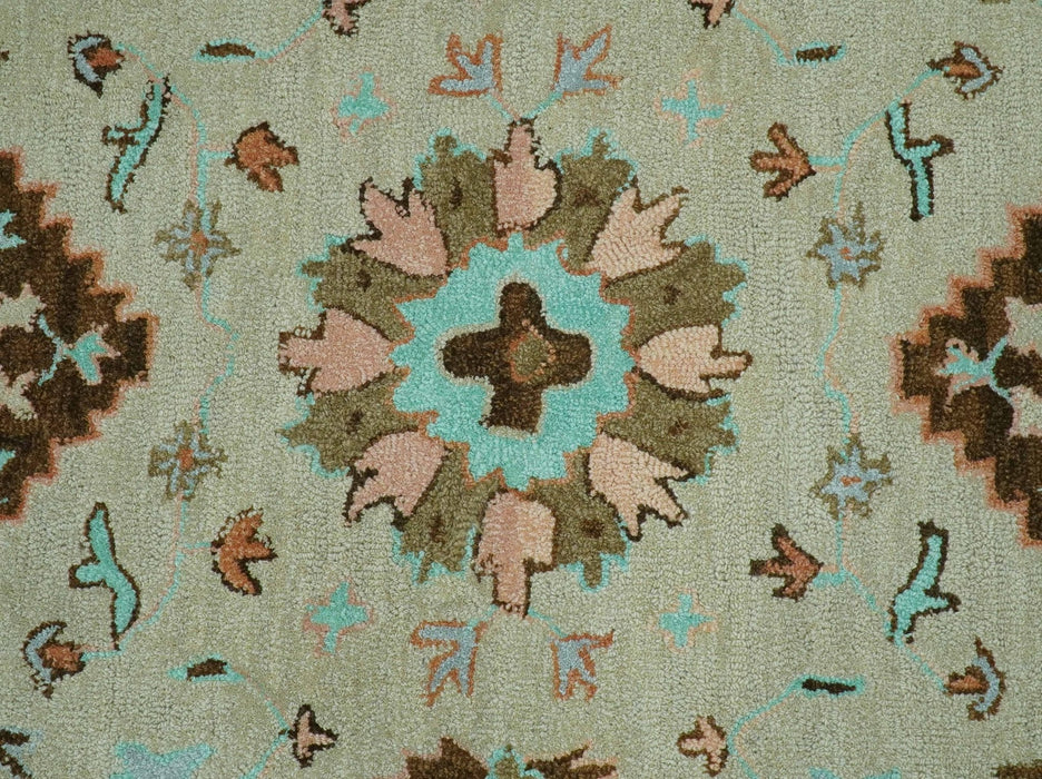 Custom Made Traditional Oriental Design Beige And Brown Hand-Tufted Wool Area Rug