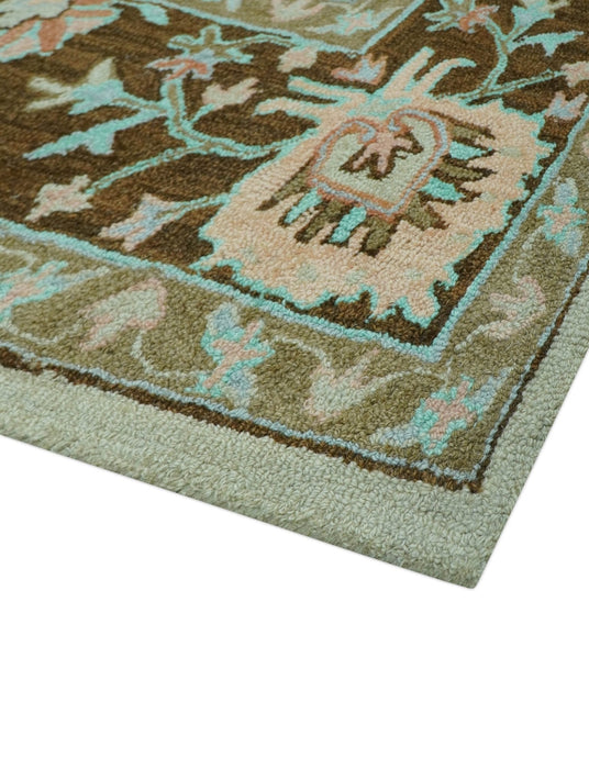 Custom Made Traditional Oriental Design Beige And Brown Hand-Tufted Wool Area Rug