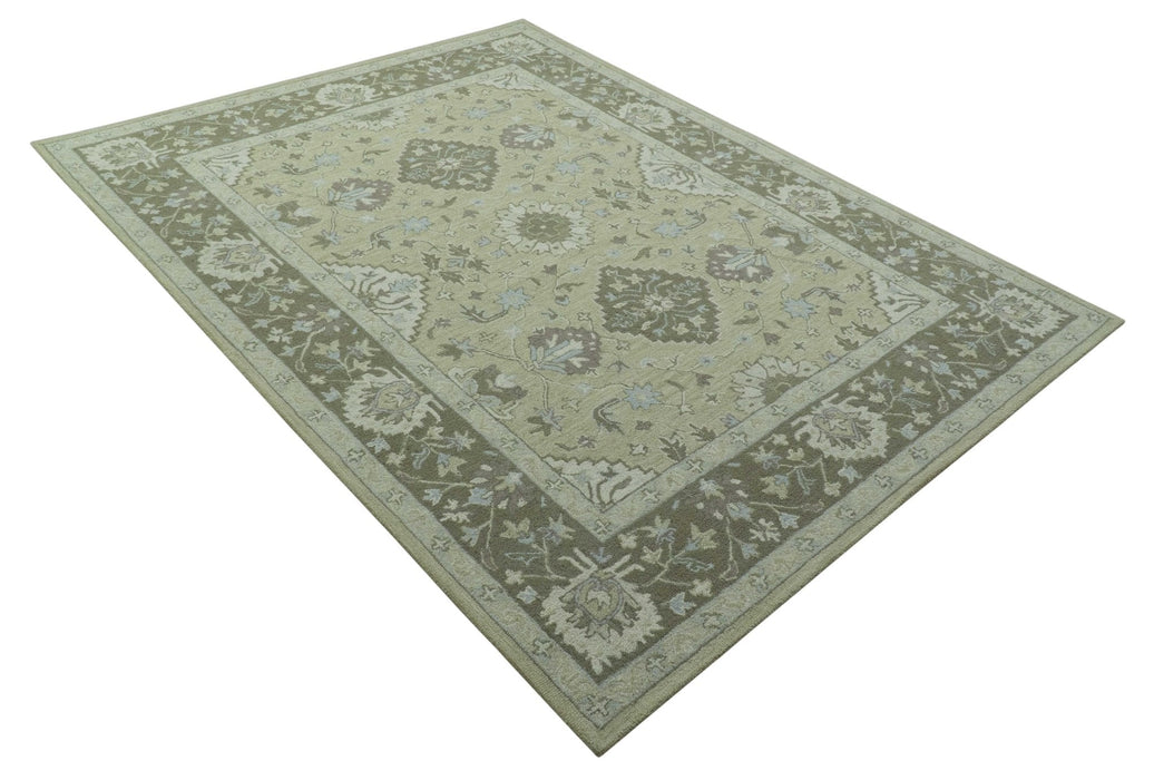 Custom Made Traditional Oriental Design Earthy Beige Hand-Tufted Wool Area Rug