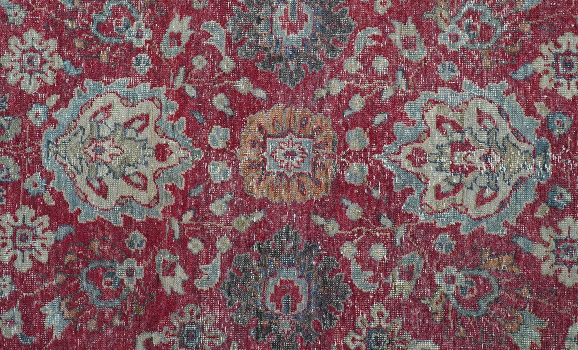 Custom Made Traditional Oriental Design Red And Blue Hand Knotted Wool Area Rug