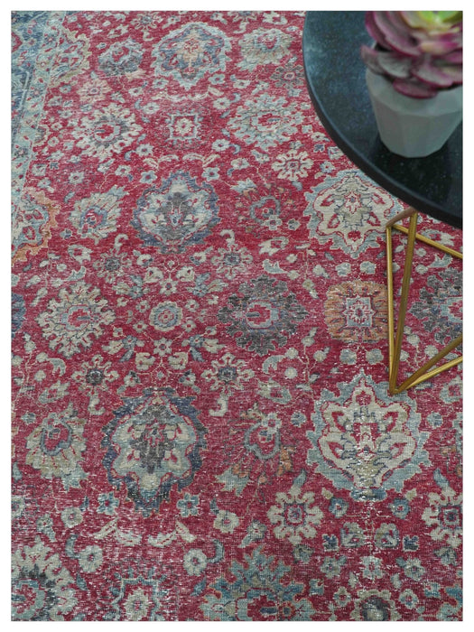 Custom Made Traditional Oriental Design Red And Blue Hand Knotted Wool Area Rug