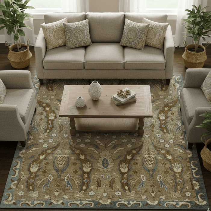 Custom Made Traditional Oushak Brown Hand Tufted Wool Area Rug