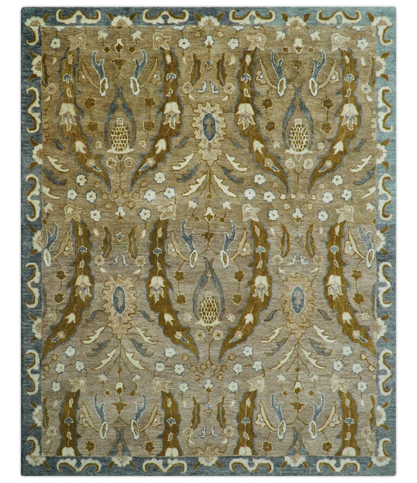 Custom Made Traditional Oushak Brown Hand Tufted Wool Area Rug