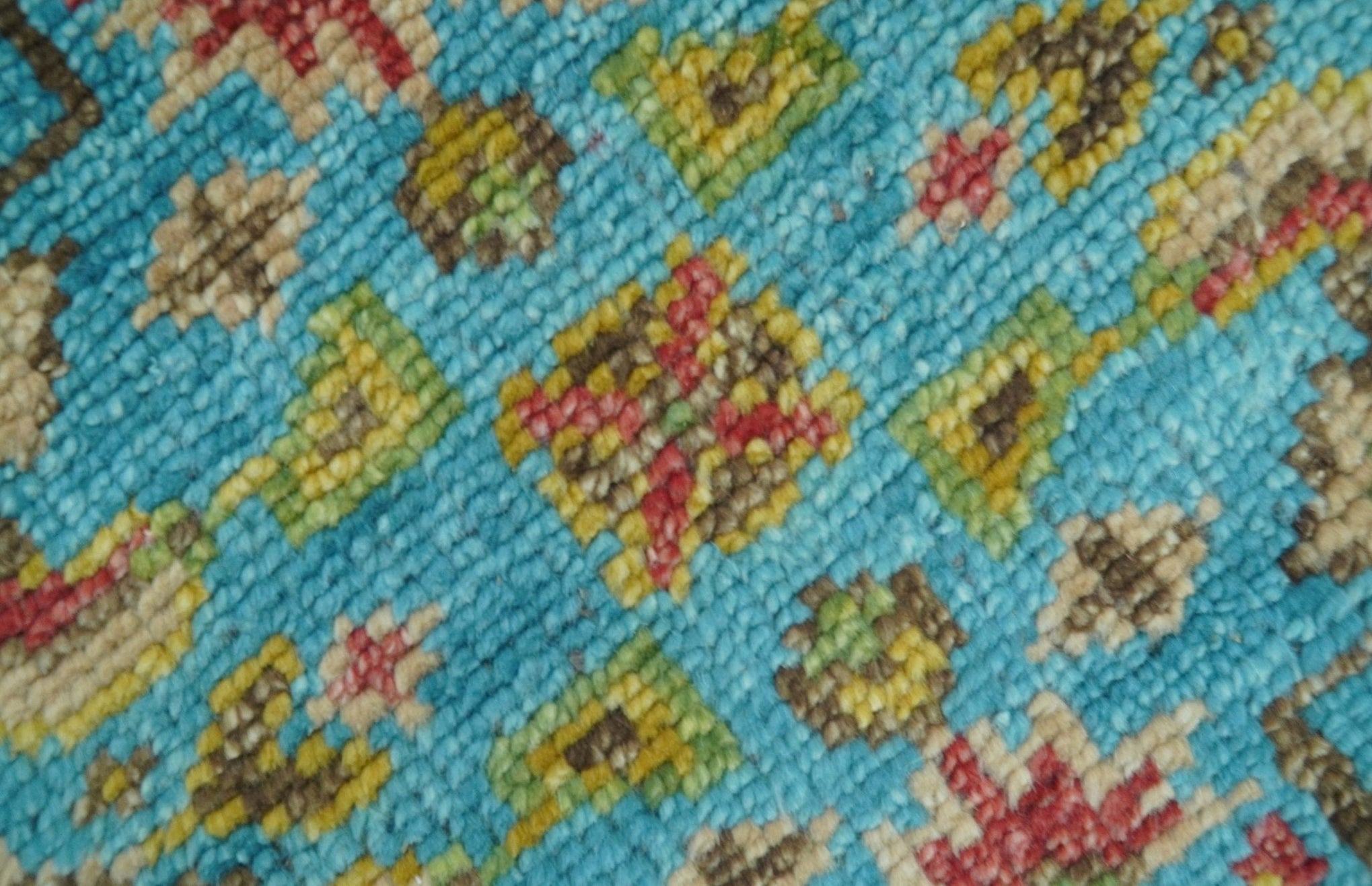 Custom Made Traditional Serapi Design Ivory And Blue Hand Knotted Wool ...