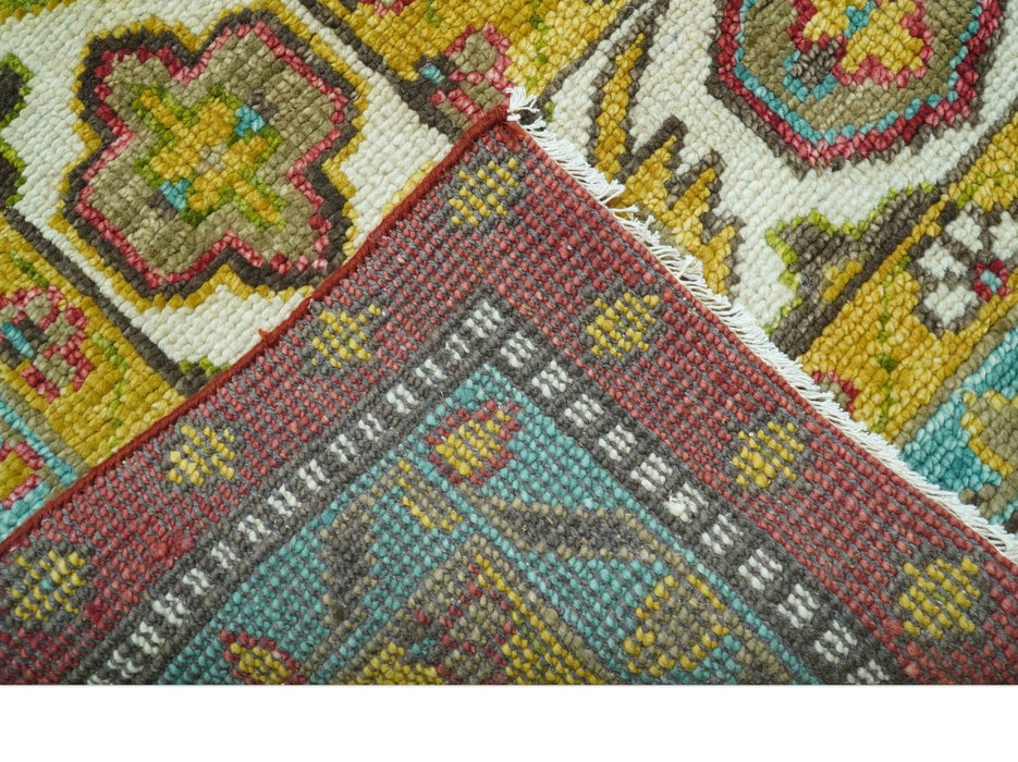 Custom Made Traditional Serapi Red And Blue Hand Knotted Wool Rug