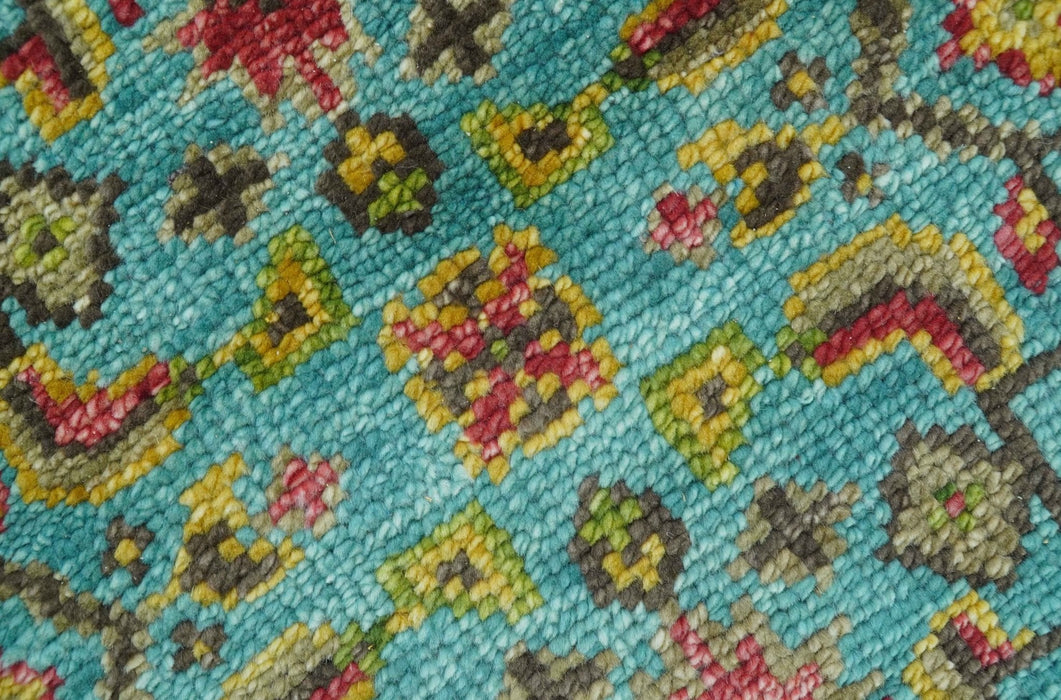 Custom Made Traditional Serapi Red And Blue Hand Knotted Wool Rug