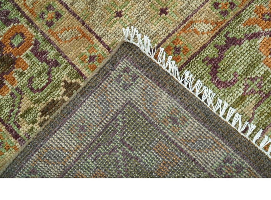 Custom Made Traditional Tribal Beige And Brown Hand Knotted wool area rug