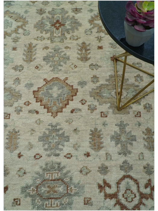 Custom Made Traditional Turkish Beige Hand knotted Wool Area Rug