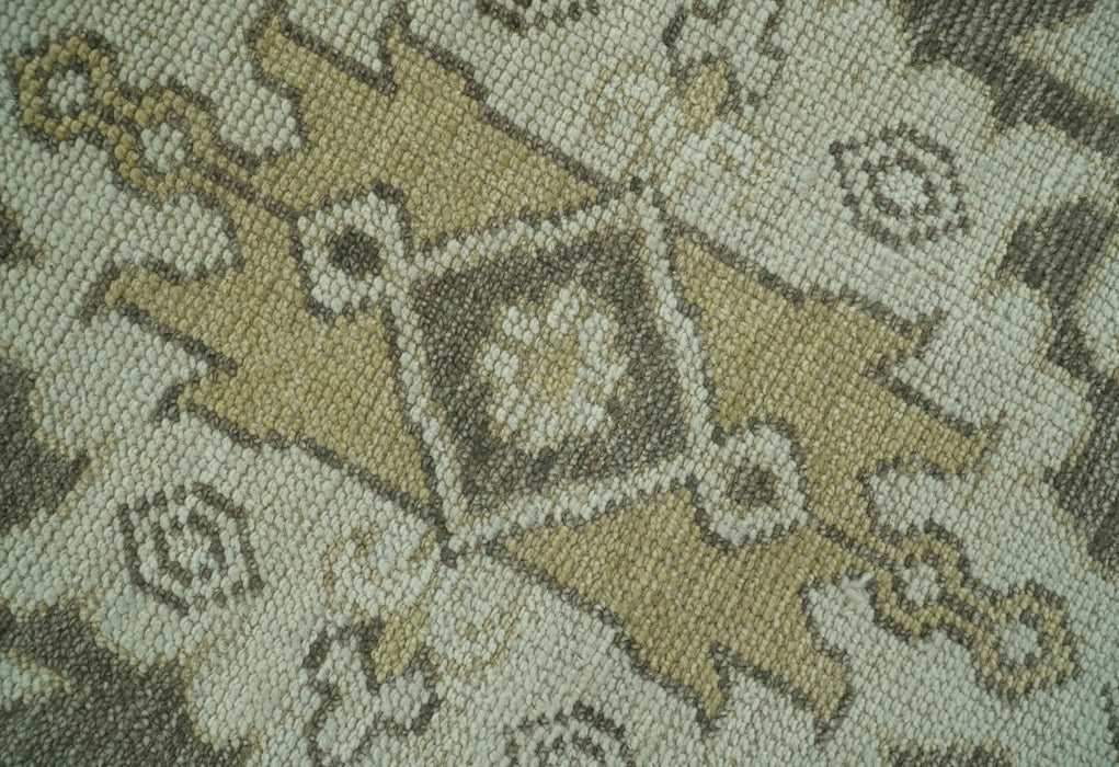 Custom Made Traditional Turkish Design Beige And Rust Hand knotted Wool Area Rug