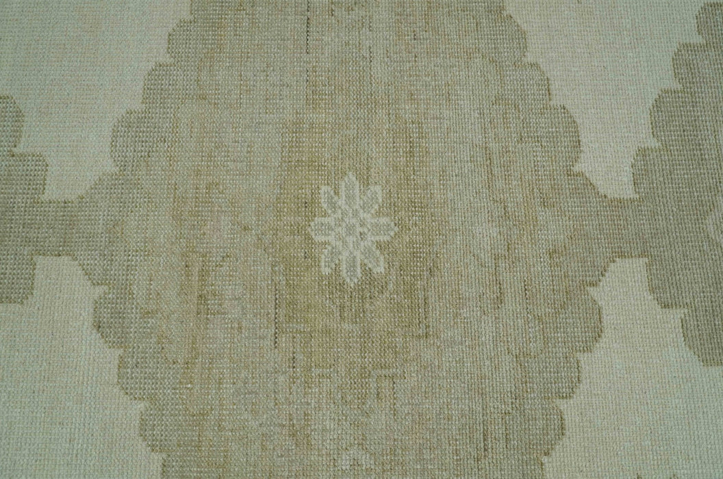 Custom Made Traditional Turkish Design Beige Hand knotted Wool Area Rug